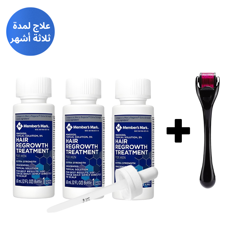 Traitement Minoxidil 3 Mois + Dermaroller & Pipette