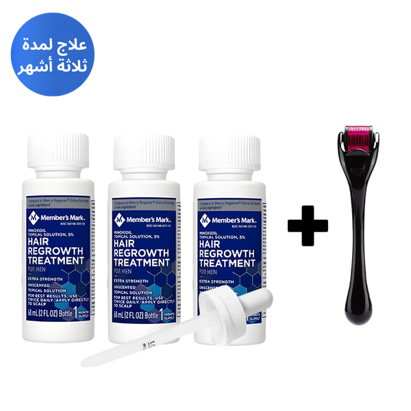 Traitement Minoxidil 3 Mois + Dermaroller & Pipette