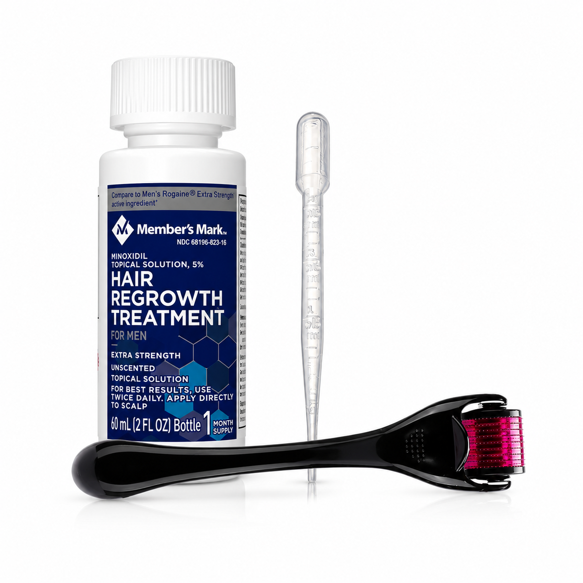 Traitement Minoxidil 1 Mois + Dermaroller & Pipette